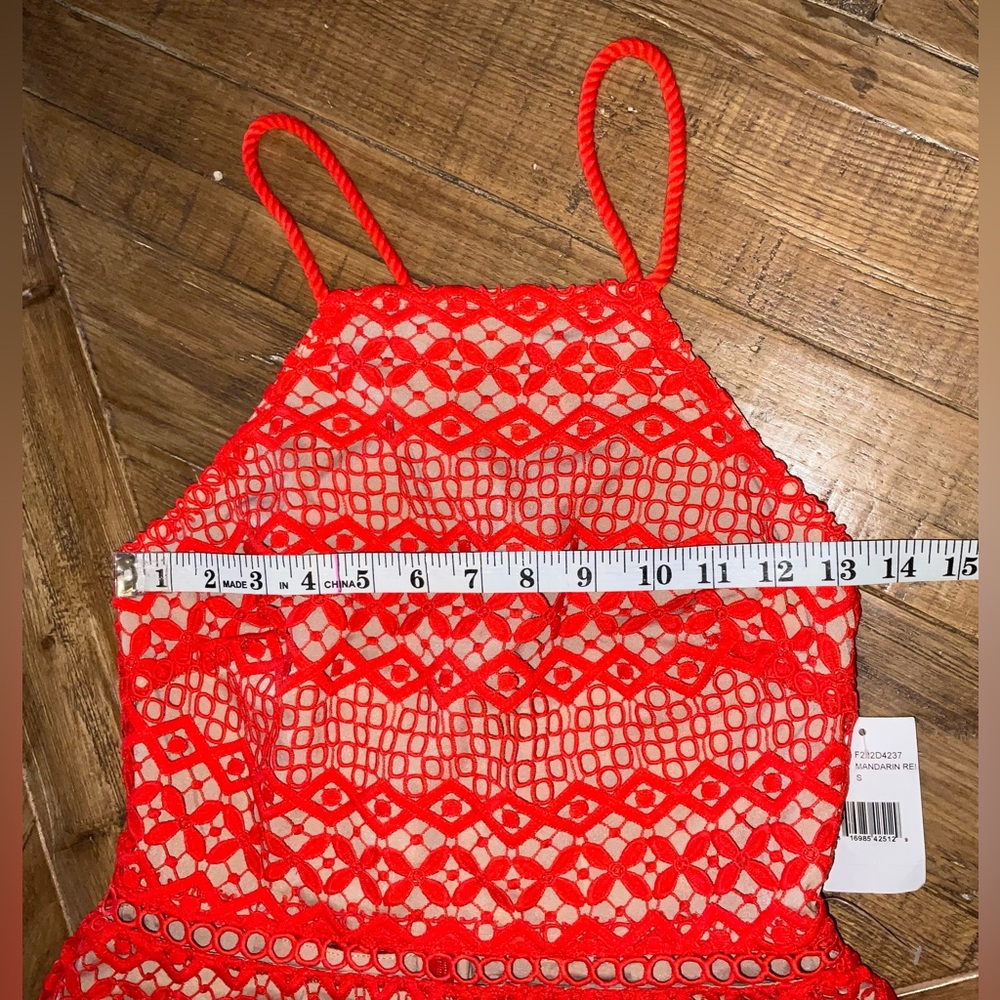 Adelyn Rae Alana Crochet Lace Midi Dress - size small -NWT-mandarin red/stunning - Picture 5 of 16